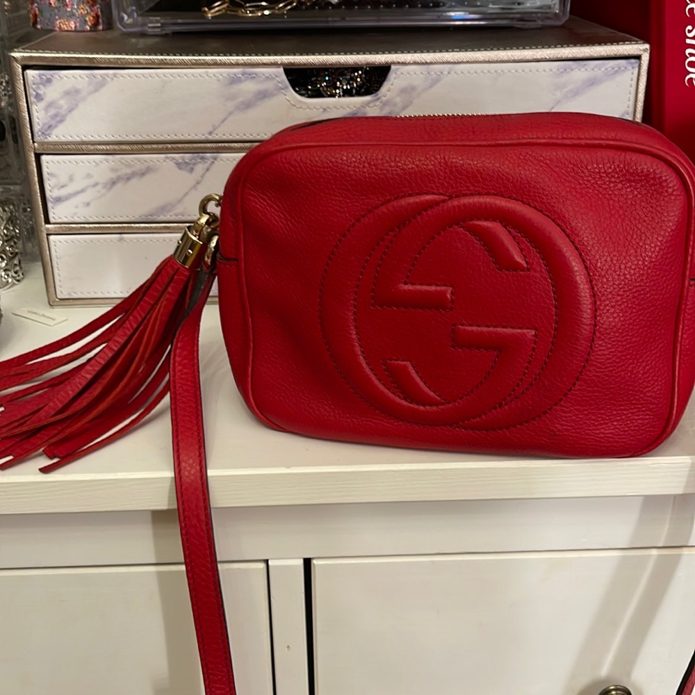 Like New Gucci Soho Disco Bag Red with Gold Hardware Designer